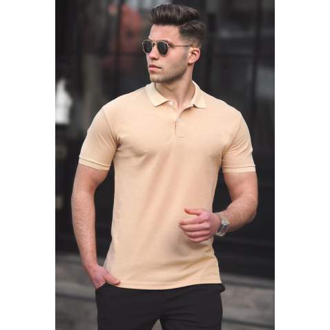 Madmext Men Plain Beige Polo T-shirt 5101 - Bej