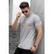 Madmext Grey Striped Detailed Polo T-shirt 4585 - Gri