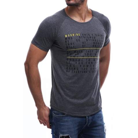 Madmext Dark Grey Printed T-shirt for Men 2620 - Füme