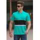 Madmext Turquoise Two-Tone Polo Shirt for Men 3084 - Turkuaz