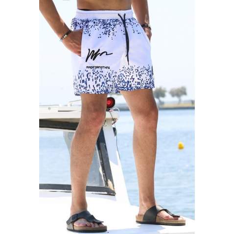 Navy Blue Printed Swim Shorts 5782 - Lacivert