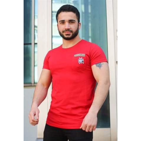 Madmext Red T-shirt for Men 3025 - Kırmızı