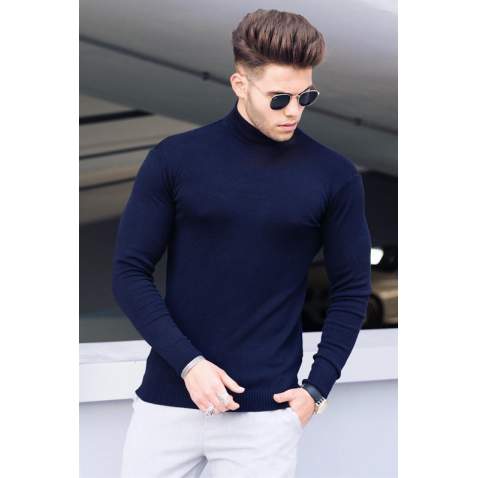 Madmext Navy Blue Mock Turtleneck Men Jumper 9419 - Lacivert