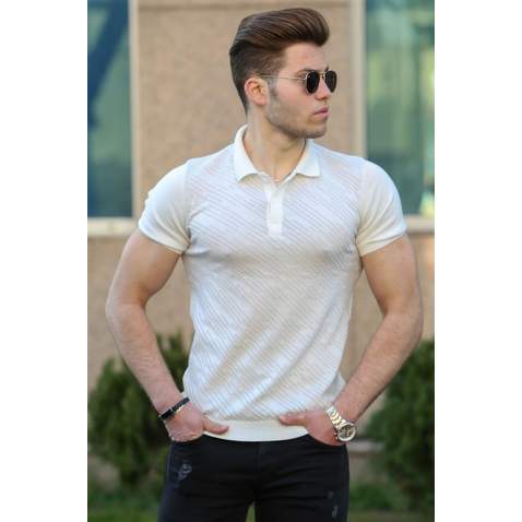 Madmext White Polo Shirt for Men 4537 - Beyaz