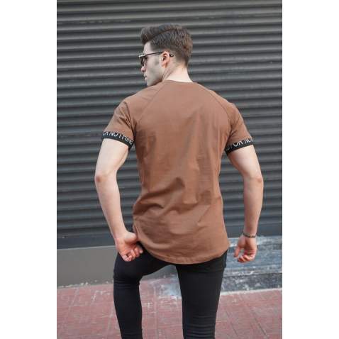 Men Basic Brown T-Shirt - Kahverengi