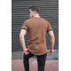 Men Basic Brown T-Shirt - Kahverengi