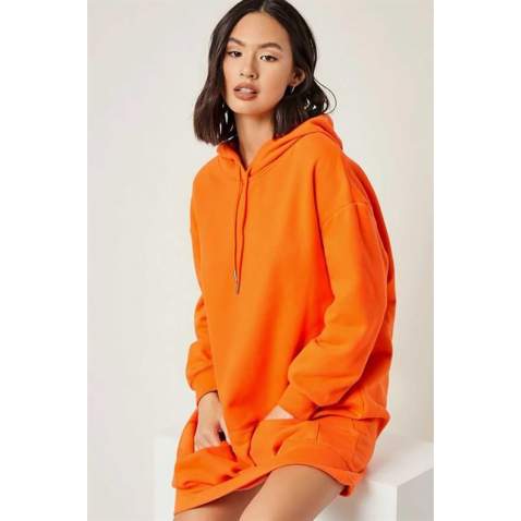 Mad Girls Orange Hoodie MG083 - Turuncu