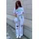 Women Printed Oversize White T-Shirt MG1490 - Beyaz