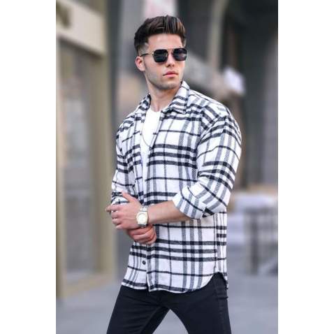 Ecru Regular Fit Plaid Shirt 5553 - Ekru