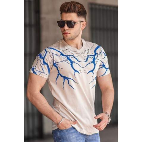 Madmext Men Printed Beige T-Shirt 5272 - Bej