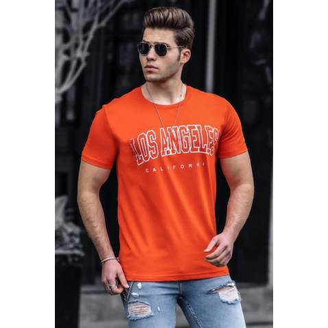 Madmext Men Printed Orange T-shirt 4954 - Turuncu