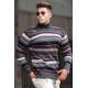 Madmext Men Turtleneck Striped Anthracite Sweater 5172 - Antrasit