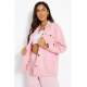 Mad Girls Oversize Soft Pink Woolen Jacket Mg1199 - Pudra