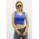 Mad Girls Light Blue Crop Top MG362 - Sax mavi