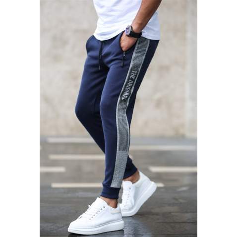 Madmext Navy Blue ''The Original'' Striped Sweatpants 4218 - Lacivert