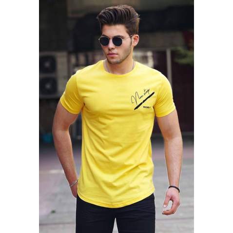 Madmext Yellow Printed T-shirt for Men 4627 - Sarı