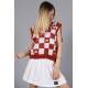 Women Designed Tile Red Sweater - Kiremit