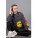 Mad Girls Printed Oversize Smoke Gray Sweatshirt Mg1207 - Antrasit