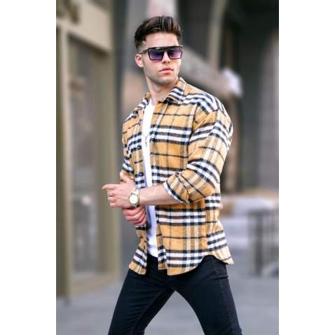 Yellow Regular Fit Plaid Shirt 5553 - Sarı