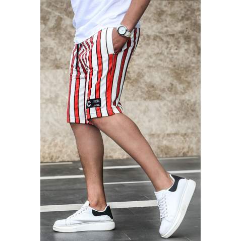 Madmext Red Striped Capri for Men 2915 - Kırmızı