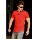 Madmext Red Striped T-shirt for Men 4522 - Kırmızı