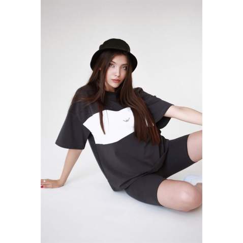 Women Black Oversize Tracksuit MG1536 - Siyah