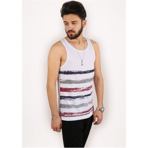 Madmext Men Printed White T-shirt 1697 - Beyaz