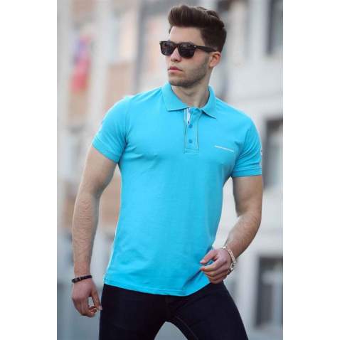 Madmext Blue Polo Shirt for Men 4576 - Mavi