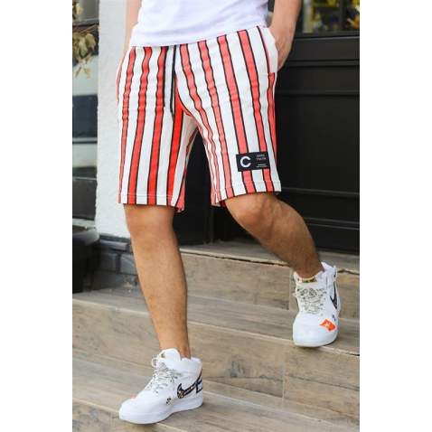 Madmext Orange Striped Capri for Men 2915 - Turuncu