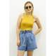 Mad Girls Mustard Crop Top MG361 - Hardal