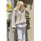 Women Stone Gray Knitted V Neck Sweater MG1373 - Taş rengi