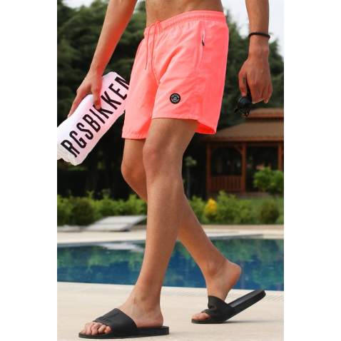 Men Basic Neon Soft Pink Swim Shorts - Pudra