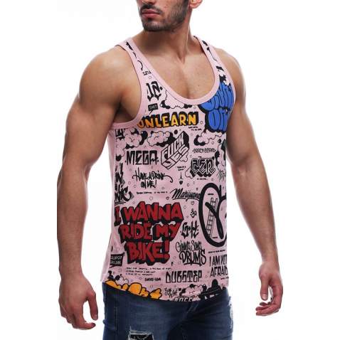 Madmext Pink Printed T-shirt for Men 2627 - Pembe