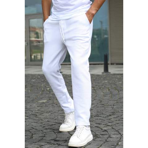 White Relaxed Fit Jogger Trousers T5480 - Beyaz