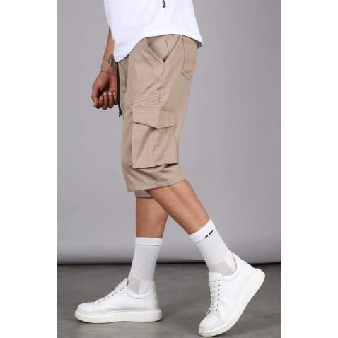 Beige Capri Shorts with Cargo Pockets 5473 - Bej