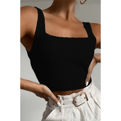 Mad Girls Black Crop Top MG985 - Siyah