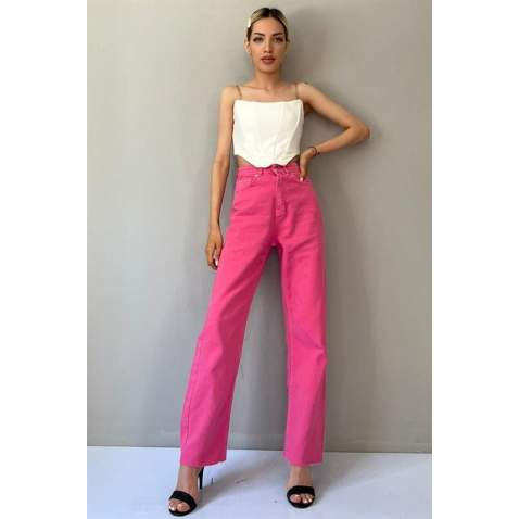 Mad Girls Pink Palazzo Jeans Mg1189 - Pembe