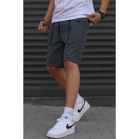 Men Basic Smoke Gray Capri Shorts - Füme