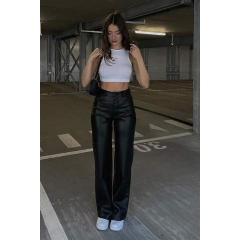 Mad Girls Black Leather Pants MG1316 - Siyah