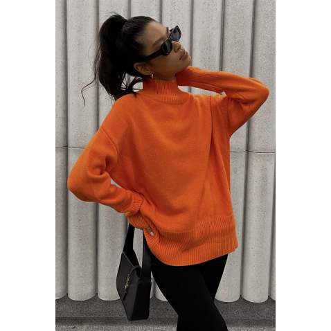 Mad Girls Turtleneck Orange Sweater MG1252 - Turuncu