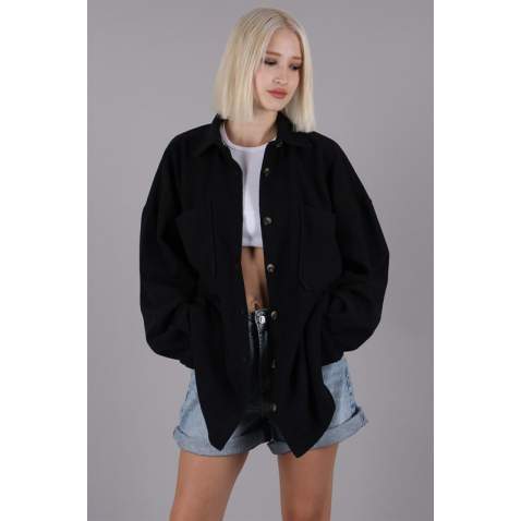 Black Oversized Overshirt MG1562 - Siyah