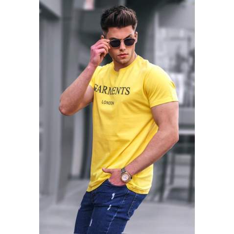 Madmext Yellow Printed T-shirt for Men 4018 - Sarı