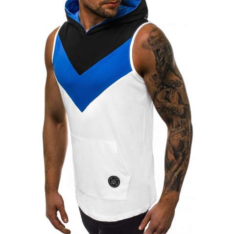 Madmext Men Sleeveless White Hoodie 2897 - Beyaz