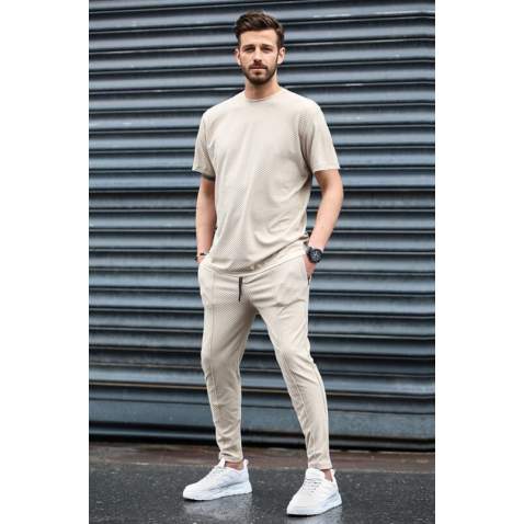 Men Beige Tracksuit - Bej