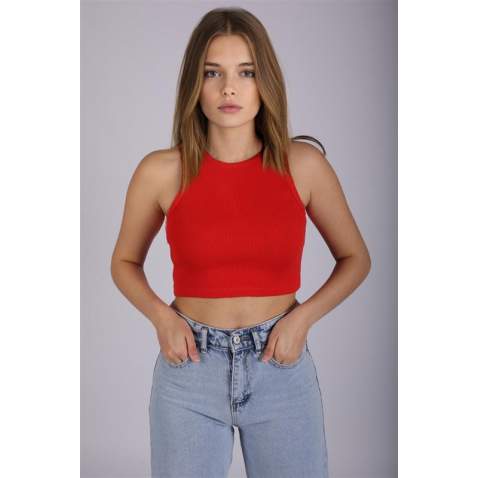 Mad Girls Red Crop Top MG1113 - Kırmızı