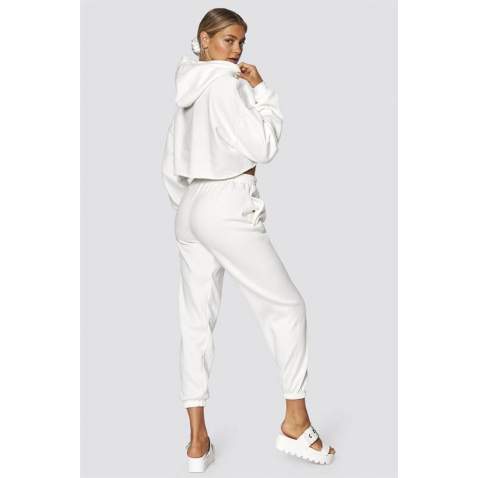 Mad Girls White Hooded Women Tracksuit Set MG467 - Beyaz