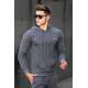 Madmext Anthracite Striped Hoodie 4692-3 - Antrasit