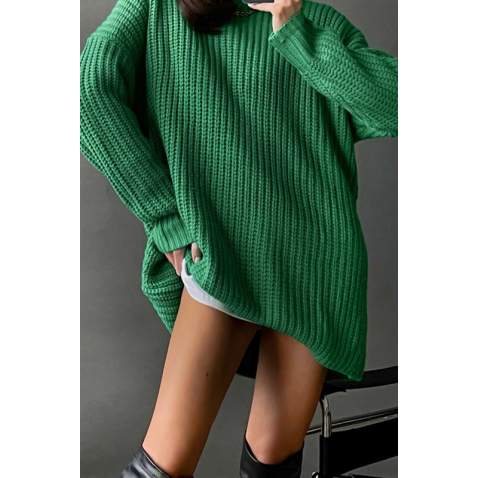 Mad Girls Oversize Green Sweater MG1344 - Yeşil