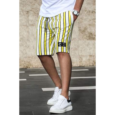 Madmext Yellow Striped Capri for Men 2915 - Sarı