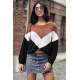 Mad Girls Black Color Blocked Women Oversize Jumper MG739 - Siyah